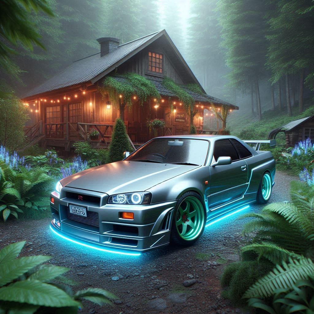 NISSAN SKYLINE R34
 Prompt:
 nissan skyline r34neonrealistis UHD