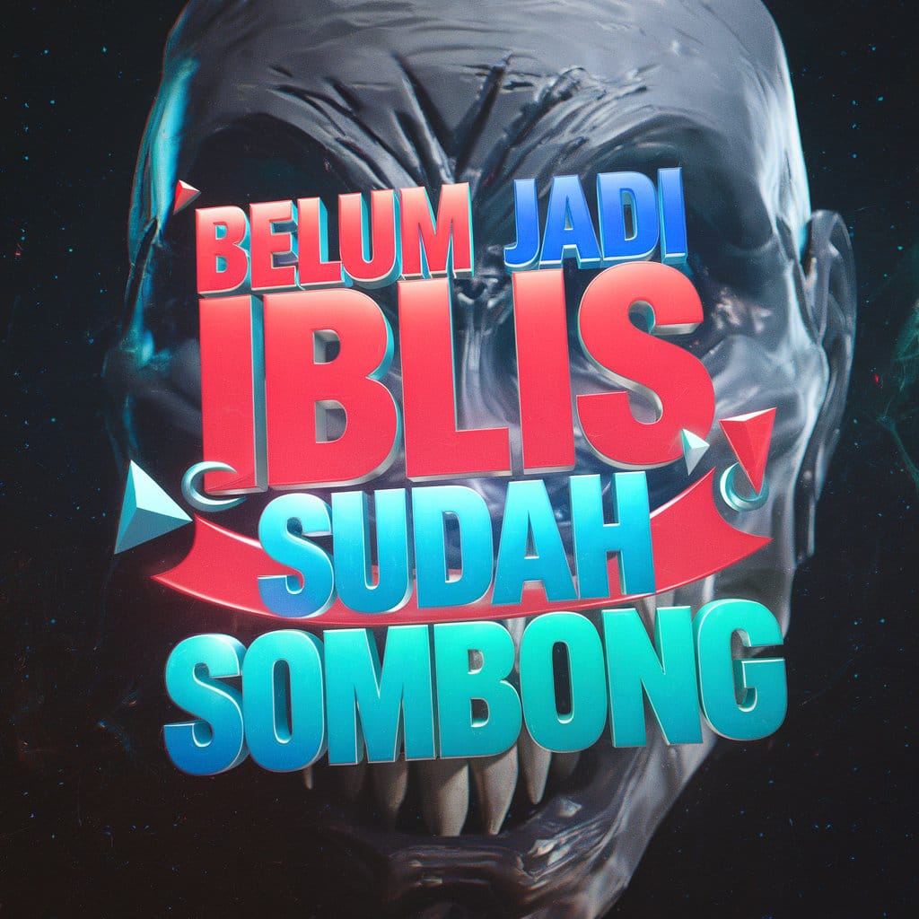 Prompt:
 create a 3D gravity logo with the text "BELUM JADI IBLIS,SUDAH SOMBONG"...