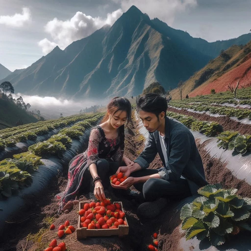 Keindahan alam di atas lembah gunung yang subur adalah pemandangan yang menakjub...