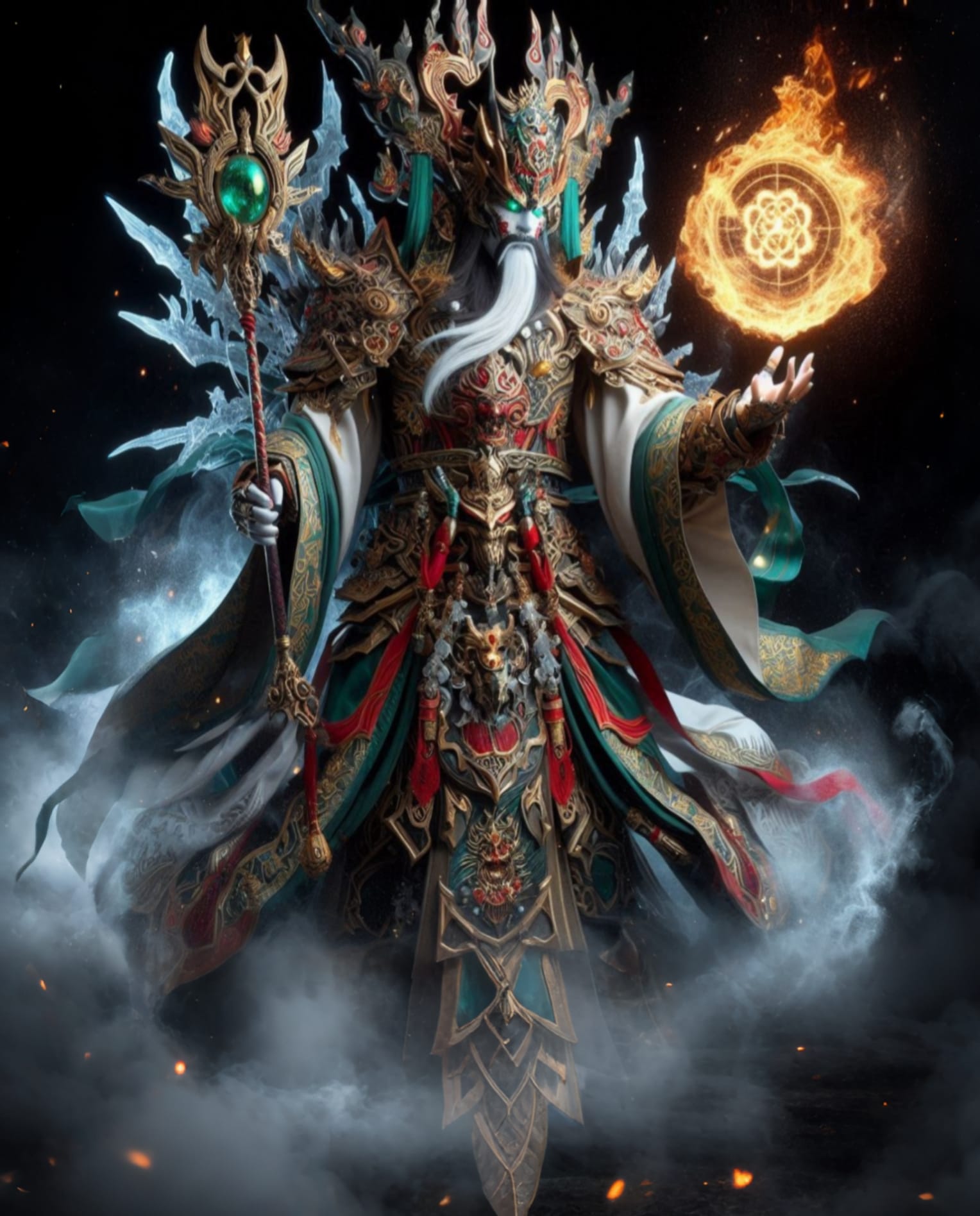 #KingOfWuxiaFantasia
@sorotan 
Silahkan diolah

Prompt : Dark flame background.F...