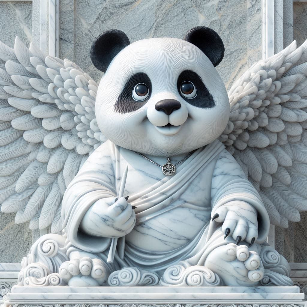 Prompt: big panda with wings like angel