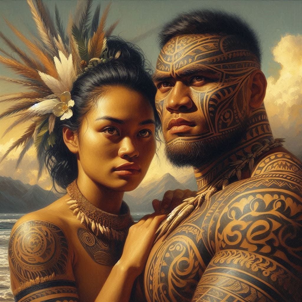 Samoan Traditional Tatoo Art. Digital Oils.