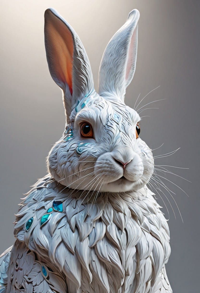 This dazzling, high-resolution 8K masterpiece presents a rabbit wizard skillfull...