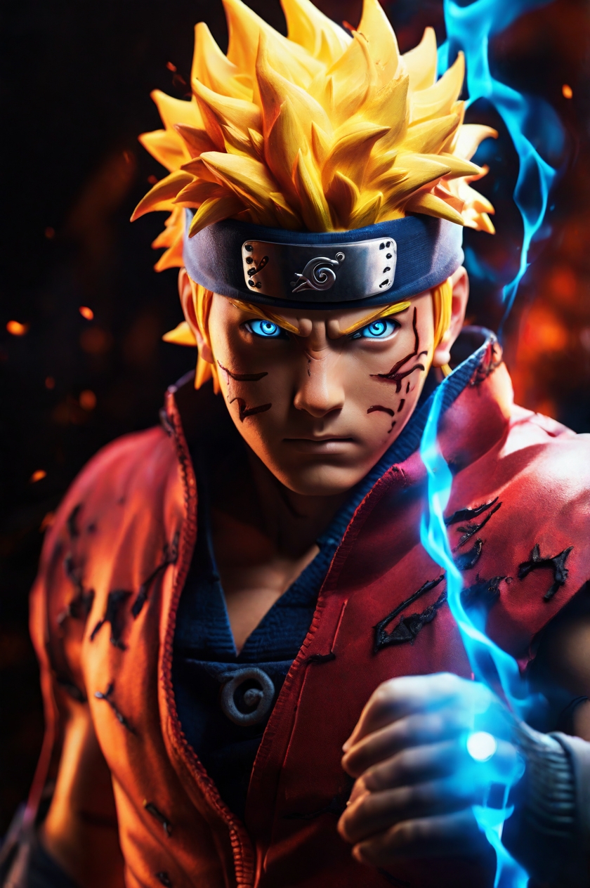 buat wallpaper nih
 Naruto character with shining blue eyes and super saiyan pow...