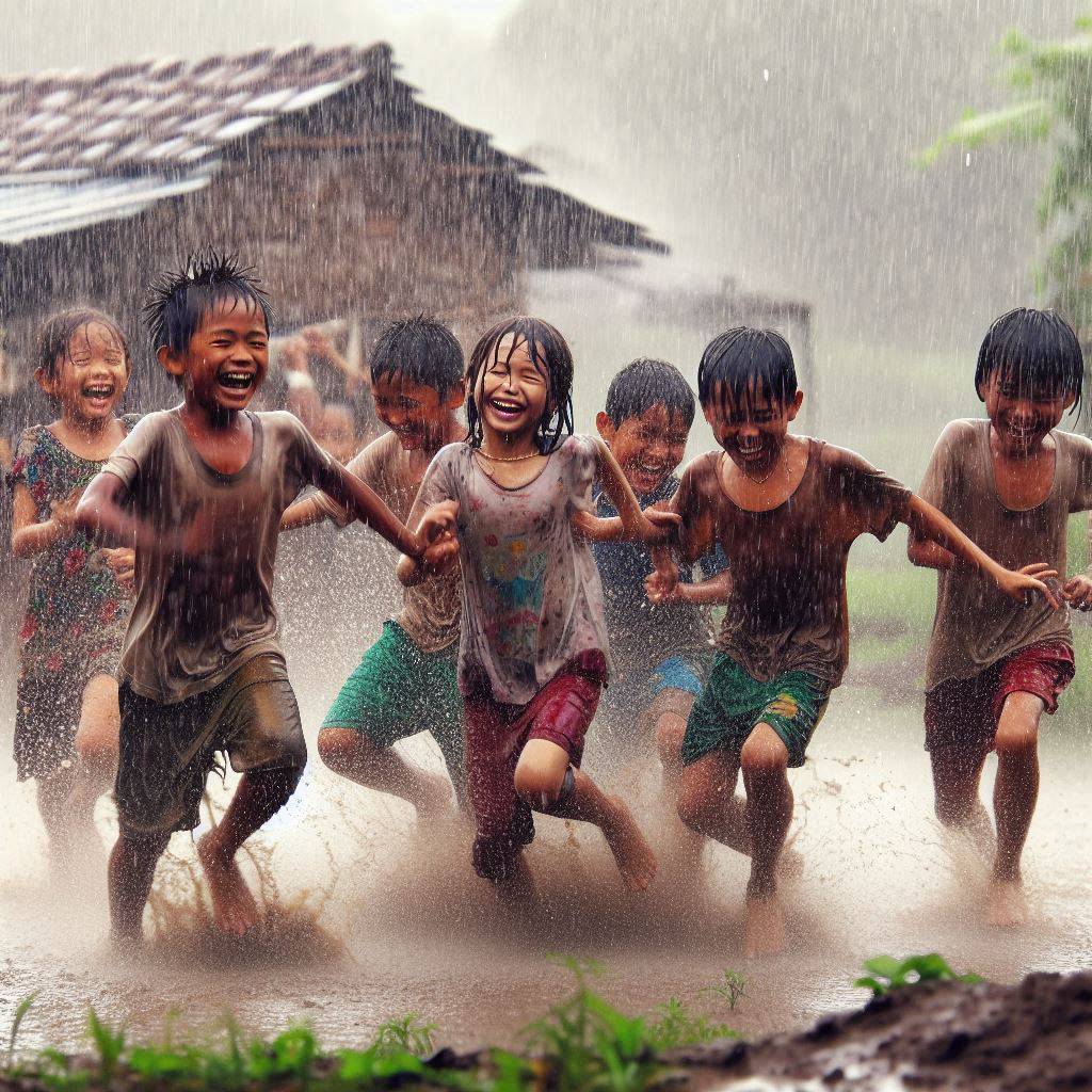 #prompt
foto nyata dari anak laki-laki dan anak perempuan yang sedang asik berma...