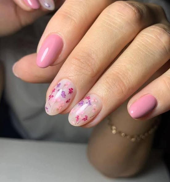 Vibrant Pink Nail Art Designs Featuring Delicate Floral - Image 4