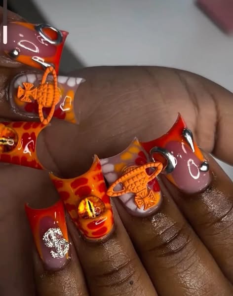 orange duck nail inspo pt 2 nailinspo foryourpage - Image 5