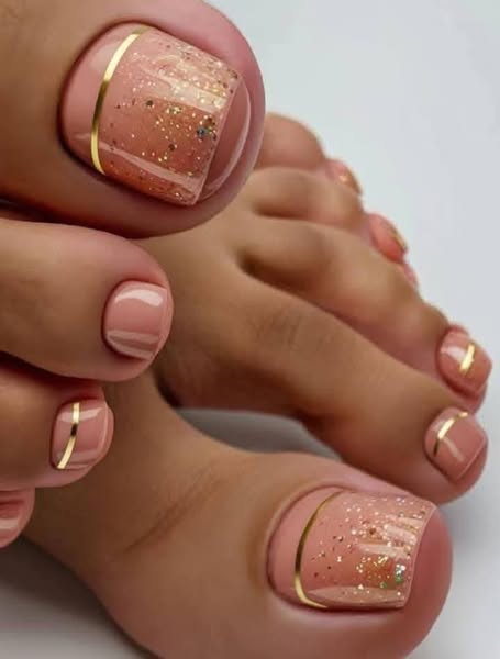 Chic Pastel and Glitter Nail and Toe Art - Image 2