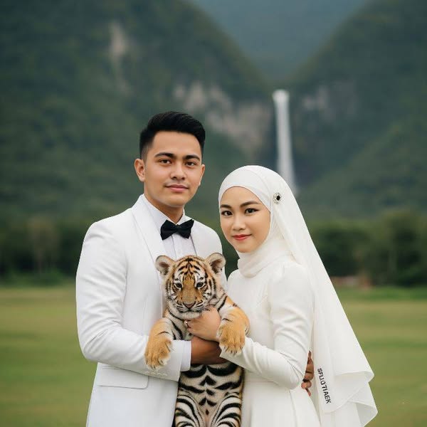 Pasangan muda Asia 25 tahun berdiri berdampingan di - Image 5